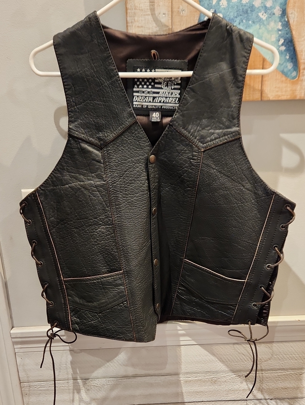 EUC USA Bikers Dream Apparel Men's Sz 40 Black Leather Vest